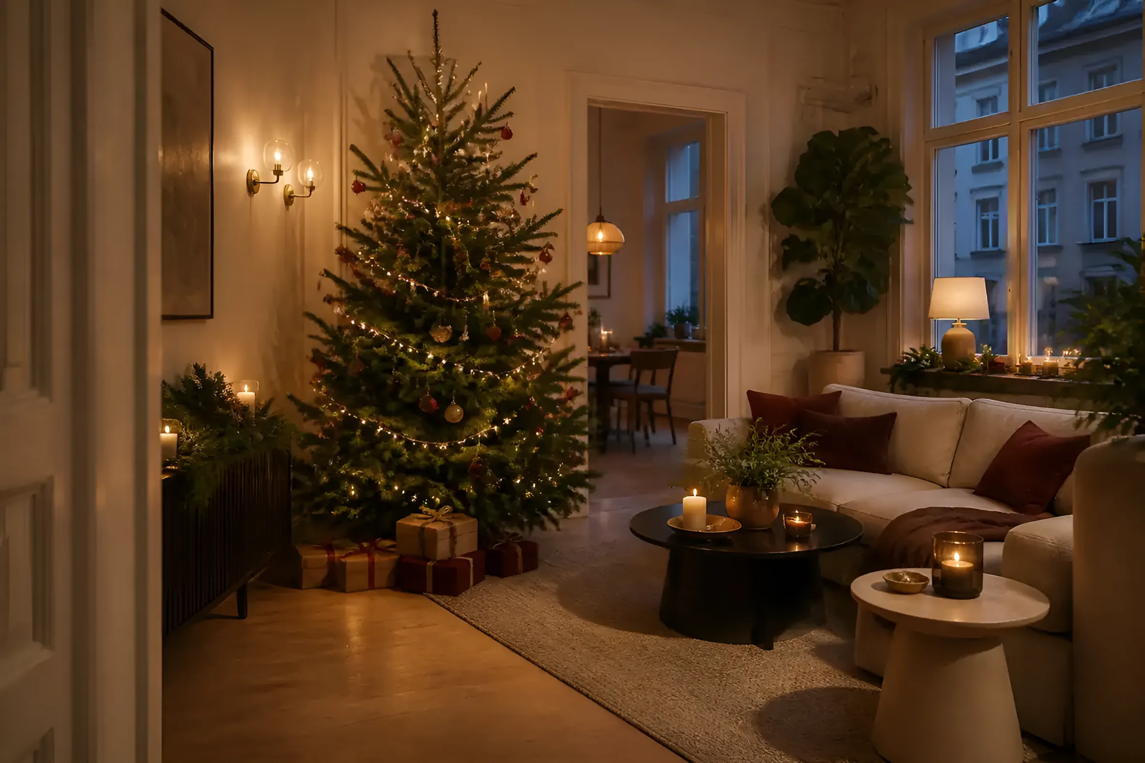 Festlich gestalteter Wohnraum