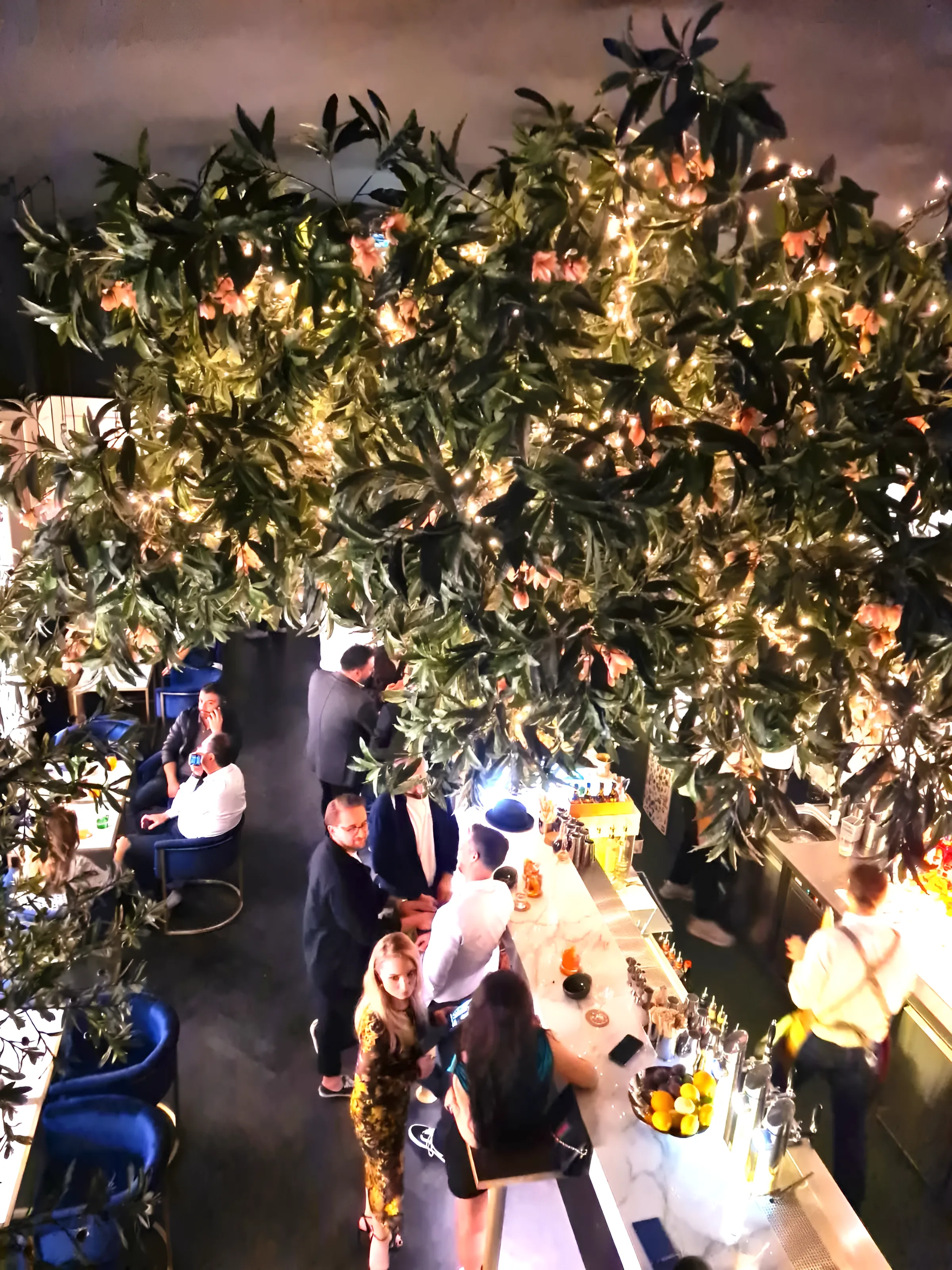 Bl&uuml;tendecke in der TheTree-Bar